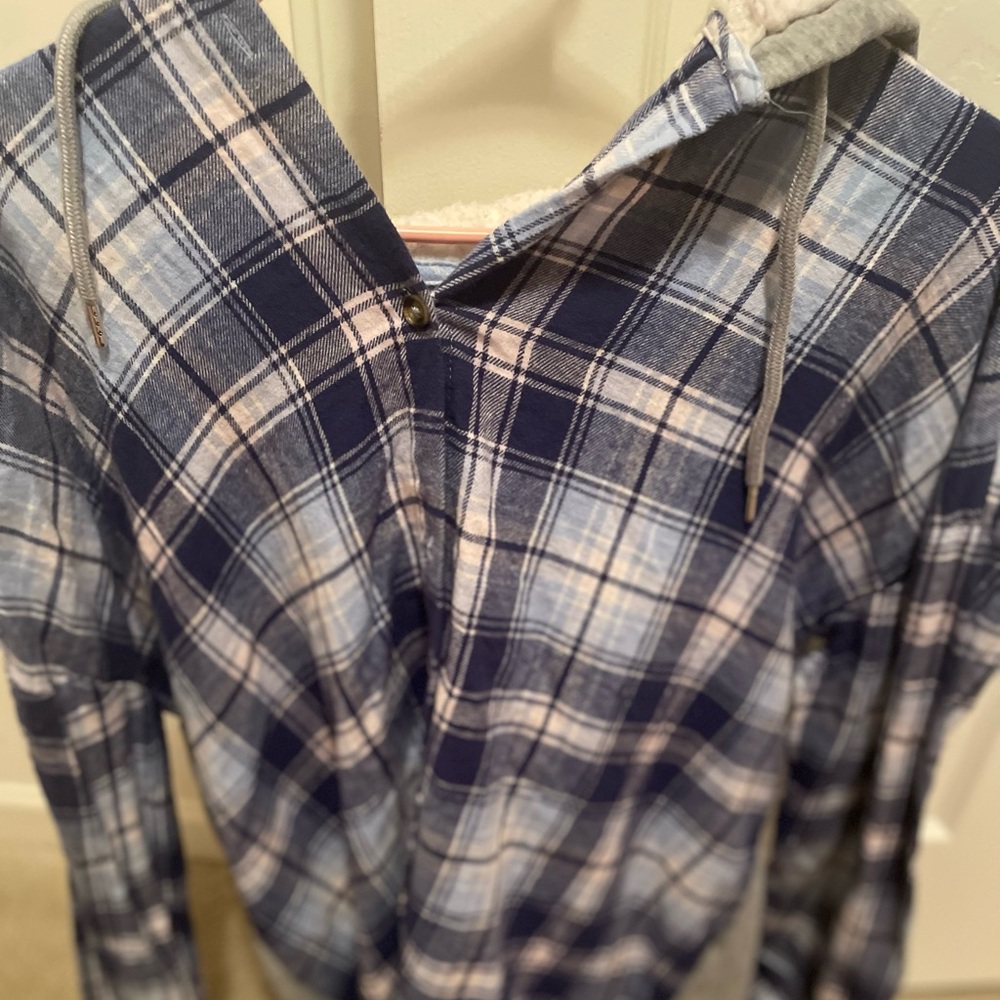 Flannel shirt with hoodie plus size